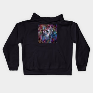 Eye in colorful space Kids Hoodie